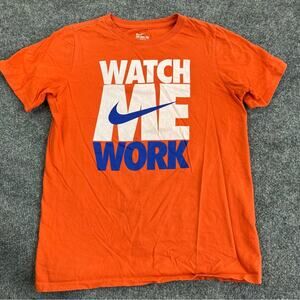 Nike kids orange  “Watch Me Work” T-shirt size large